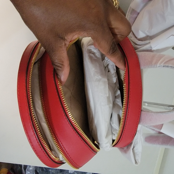 NWT Micheal kors Jaycee bright red MD ZIP PKT Leather backpack - Picture 6 of 9